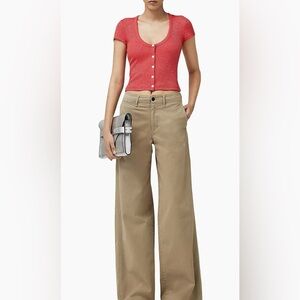 RAG & BONE The Knit Scoopneck T-Shirt in Pink / Size Medium /